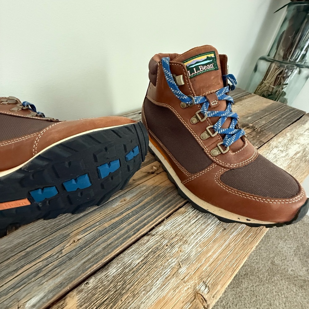 L.L. Bean Katahdin waterproof- Brown and Blue Hiking Boots with Rugged Design